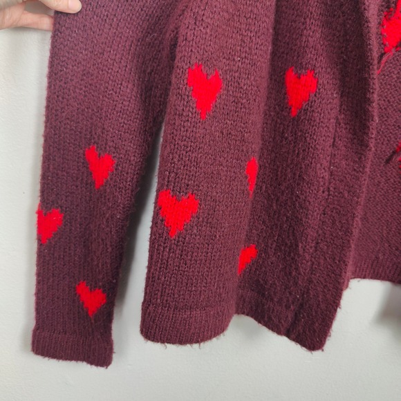 The Great The Heart Lodge Cardigan Sweater Womens 1 Small Burgundy Knit Burgundy - Picture 4 of 13